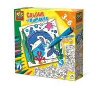 SES CREATIVE- COLORIAGE PAR NUMEROS-CRAYONS FEUTRE, 14690, VARIOUS S14