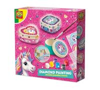 SES Creative - Coffret Diamond Painting Licorne - 3 boîtes à bijoux bois, stickers, diamants