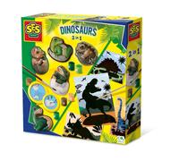 SES Creative Dinosaurier 2 in 1 - Gipsgießen und Kratzbilder, diverse Farben Din
