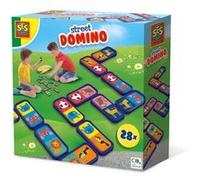 SES Creative - Jeu géant Domino Street - 28 pièces animaux, grandes tuiles, sac textile (3 ans+)