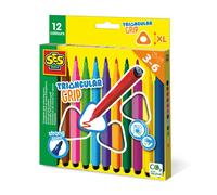 Ses Creative Feutres - Prise En Main Triangulaire, 12 Pièce(S), Multicolore, 3 An(S), Pointe Ogive, Crayon Feutre Orange ; Crayon Feutre Jaune ; Stylo Feutre Vert Clair ; Crayon Feutre Vert..., 160 Mm