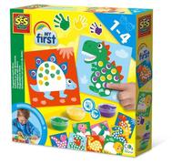 SES Creative - Hobby 1 - 4 - My first - Peinture au doigt dinosaures - Peinture bebe - Ne déteint pas - 3 couleurs de peinture - 1+