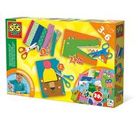 SES Creative | J’Apprends à Découper Pas à Pas | Kit Découpage Éducatif 3-6 Ans | 3 Ciseaux Sécurité + Loisirs + Zigzag | 30 Cartes à Découper | Motricité Fine | Activité Maternelle | CO₂ Neutre