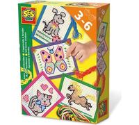 SES CREATIVE - J'apprends a broder - Cartes préimprimées et perforées - Toile a gros trous - Pour enfant de plus de 3 ans