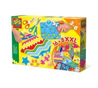 SES Creative | J'apprends à découper XXL | Kit de bricolage | 2 Ciseaux & 24 Feuilles Découpage | Fabriqué aux Pays-Bas | Diverses couleurs | Pour les Enfants dès 3 Ans | 14828