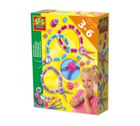 SES Creative Kit DIY de Bracelets de perles | Atelier creatif enfant | Idée Cadeau | Made in Holland | Pour Filles Dès 3 ans | Multicolore | 3 Lacets + Perles Cœurs Étoiles + Stickers | 14047
