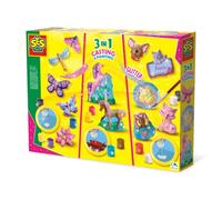 SES Creative | Kit Moulage et Peinture 3 en 1 | Papillons, Chevaux, Animaux en Plâtre | 12 Couleurs, Paillettes, Moules Réutilisables | Activité Créative Enfant 5 Ans+ | 100% Neutre en CO₂ | 1288