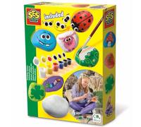 Ses Creative Kit Peinture sur Pierre Animaux Rigolos | Activité Manuelle | Décoration | pour Les Enfants | à partir de 5 Ans | Plusieurs Couleurs | 5 Pierres Naturelles