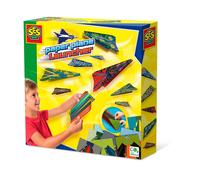 SES Creative Lanceur d'avion en papier 14288 – Tirez plus loin, facile à plier – Jaune