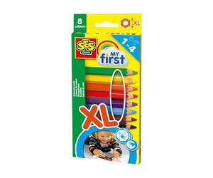 SES Creative | Mes Premiers Crayons Bébé 1 An+ | 8 Crayons Épais Facile à Tenir | Couleurs Vives Lavables Non Toxiques | Crayons Courts Ergonomiques | Activité Motricité Fine Bébé