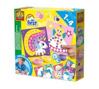 SES Creative - Peinture aux doigts Mon Premier 14446 - 10 cartes motifs - Rose clair/Jaune/Lilas