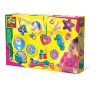 SES Creative | Kit Moulage et Peinture Bijoux | Création de Bijoux en Plâtre | Moule Réutilisable | 6 Peintures & Paillettes Inclus | Activité Créative Enfant Dès 5 Ans | Fabrication Facile & Amusante