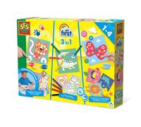 SES Creative – Kit créatif My First 3 en 1 – Peinture au doigt, coloriage et formes autocollantes
