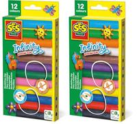 SES Creative- Pâte à Modeler Infinity-24 Paquets (180gr), 00406, Bleu,Rose,Violet