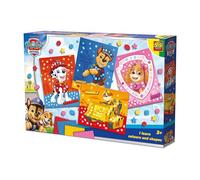 SES Creative -Paw Patrol-J’apprends les couleurs et les formes-paquet de saut-Stimule la motricité fine et la coordination œil-main-Idée cadeau-4 cartes mosaïques Paw Patrol-3+