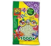 SES Creative 00749 - Perles à repasser, 1000 perles phosphorescentes pour travaux manuels, ensemble de perles fusibles, mixte