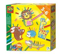 SES Creative Pince à linge Animaux, garçon/fille, crayons inclus, set d'images à colorier