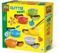 Ses Creative set d'aquarelles à doigts pailletés, 6 couleurs, +3 ans, aquarelles lavables