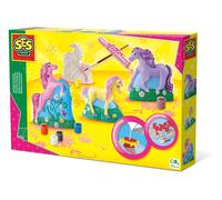 SES Creative® Set de moulage en plâtre pailleté Chevaux dans la prairie multicolore
