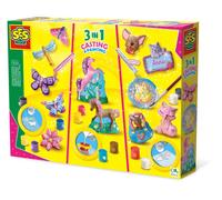 SES Creative® Set de moulage en plâtre paillettes 3 en 1 multicolore