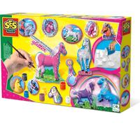 SES Creative® Set de moulage en plâtre paillettes chevaux multicolores