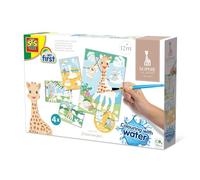 SES Creative | Sophie la girafe Coloriage Magique à l'Eau | Jeu Éducatif Réutilisable | 4 Cartes Sans Dégâts + Pinceau Sécurisé | Activité Créative Bébé 1 an+ | Éveil Sensoriel et Motricité Fine
