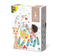 SES Creative - Crayons de bain Sophie la Girafe - 6 craies lavables + 5 figurines mousse - Dès 2 ans