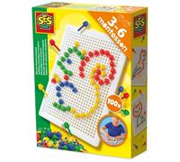 SES Creative – Tableau mosaïque compact – 100 broches multicolores, socle perforé – 3-6 ans
