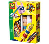 SES Creative - Tricotin - Kit Tricotin Enfant - Activité Manuelle Loisir Créatif-Poupée Tricotin en Bois - Outil de Tissage - 5+