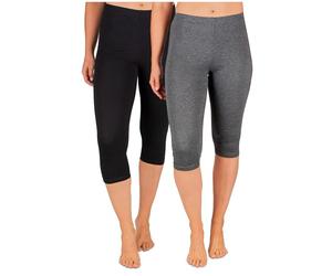 SES Leggings Opaques Femme, Lot de 2, Noir/Anthracite chiné (36/38) / Leggings en Coton/Coupe Parfaite et Confort/Ensemble de Leggings pour Looks variés
