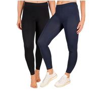 SES Leggings Opaques Femme, Lot de 2, Noir/Bleu Marine (40/42) / Leggings en Coton/Coupe Parfaite et Confort/Ensemble de Leggings pour Looks variés
