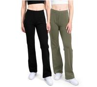 SES Lot de 2 leggings évasés en coton pour femme - Taille 32/34 - 56/58 - Pantalon de jazz confortable à jambe large - Pantalon de yoga pour femme avec taille douce