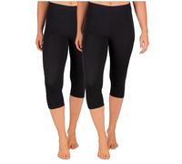 SES Lot de 2 leggings opaques en coton, pour femmes, 32-34 à 56-58, ajustement parfait et confortables, différents looks, Noir , 34-36