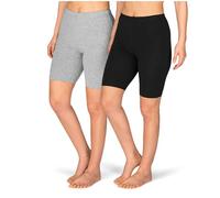 SES Lot de 2 shorts de cyclisme pour femme 32-58 en coton - Confortable - Avec ajustement parfait - Convient comme short de cyclisme pour femme, Noir/gris chiné., 34-36