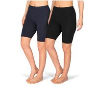SES Lot de 2 shorts de cyclisme pour femme en coton, Noir/bleu marine, 32-34