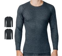 SES Lot de 2 t-shirts à manches longues pour homme - Taille S à 4XL - 100 % coton - Respirant - Pour homme - Idéal comme sous-vêtement ou t-shirt de nuit, Gris mélangé, 4XL