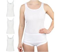 SES Lot de 3 maillots de corps pour femme en 100 % coton, Blanc., 54