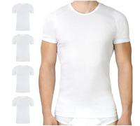SES Lot de 4 maillots de corps à double côte pour homme - Tailles S à 4XL - Manches courtes - Blanc - 100 % coton - Comme maillot de corps à double côte pour homme ou t-shirt basique pour homme, Blanc