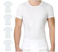 SES Lot de 4 maillots de corps à fines côtes pour homme - Tailles S à 4XL - Manches courtes - Blanc - 100 % coton - Comme maillot de corps pour homme - Côtes fines ou basiques, Blanc., M