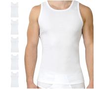 SES Lot de 5 maillots de corps à fines côtes pour homme, tailles S à 4XL, débardeurs, moulants, 100 % coton, avec coupe près du corps, Blanc., 3XL
