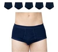 SES Lot de 5 slips pour homme à côtes fines avec braguette et taille douce en 100 % coton, bleu marine, taille XXL