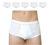 SES Lot de 5 slips pour homme - Côtes fines - Avec ouverture - Tailles S à 4XL - 100 % coton - Lavable à 95 °C - Respirant et doux pour la peau - Sous-vêtements pour homme avec taille souple, Blanc