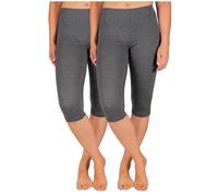 SES Pantalon Corsaire Femme - Lot de 2 en Coton Anthracite chiné Tailles 50-52 / Legging 3/4 Femme Opaques/Corsaire Femme à la Coupe Parfaite/Legging Coton Femme