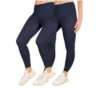 SES Pantalon Corsaire Femme - Lot de 2 en Coton Bleu Marine Tailles 50-52 / Legging 3/4 Femme Opaques/Corsaire Femme à la Coupe Parfaite/Legging Coton Femme
