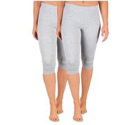 SES Pantalon Corsaire Femme - Lot de 2 en Coton Gris chiné Tailles 54-56 / Legging 3/4 Femme Opaques/Corsaire Femme à la Coupe Parfaite/Legging Coton Femme