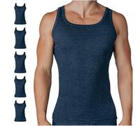 SES Ringel Lot de 5 maillots de corps à fines côtes pour homme, tailles S à 4XL, en coton, doux et respirants, avec coupe près du corps, Jean bleu marine, L