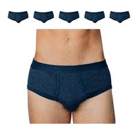 SES Ringel Lot de 5 slips à côtes fines pour homme Taille S à 4XL en coton classique confortable et respirant avec taille souple et ouverture, Jean bleu marine, M