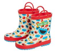 Sesame Street Bottes en caoutchouc pour enfants avec poignées à enfiler Elmo Cookie Monster, blanc, 25 EU