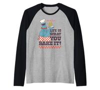 Sesame Street Cookie Monster Baker Hot Fresh Vintage Yummy Manche Raglan