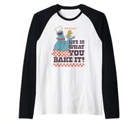 Sesame Street Cookie Monster Baker Hot Fresh Yummy Vintage Manche Raglan